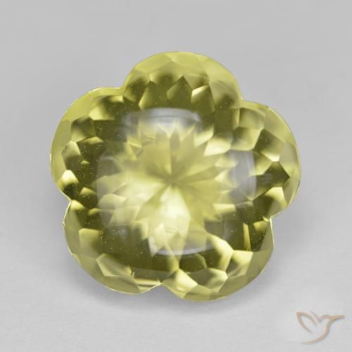 11.16ct طبيعي أصفر مخضر كوارتز, قص وردة, شفاف