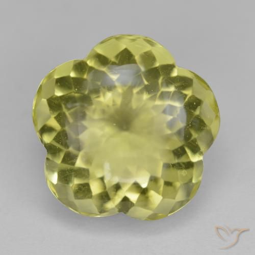 13.86ct طبيعي أصفر مخضر كوارتز, قص وردة, شفاف