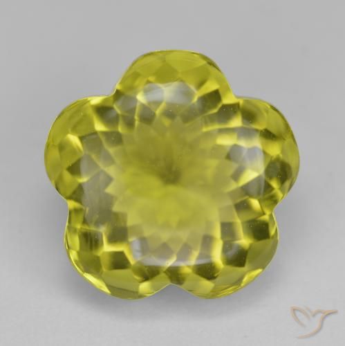 14.78ct طبيعي أصفر مخضر كوارتز, قص وردة, شفاف