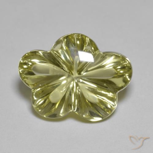 9.65ct طبيعي أصفر مخضر كوارتز, قص وردة, شفاف