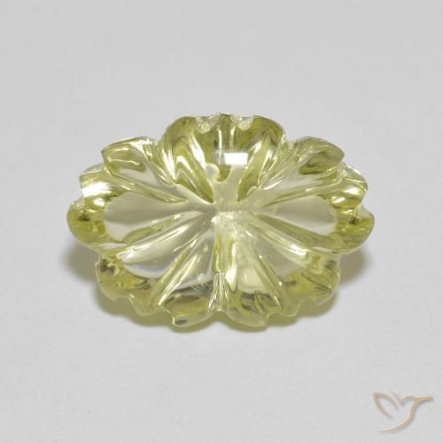 6.48ct طبيعي أصفر مخضر كوارتز, قص وردة, شفاف