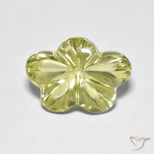6.25ct طبيعي أصفر مخضر كوارتز, قص وردة, شفاف