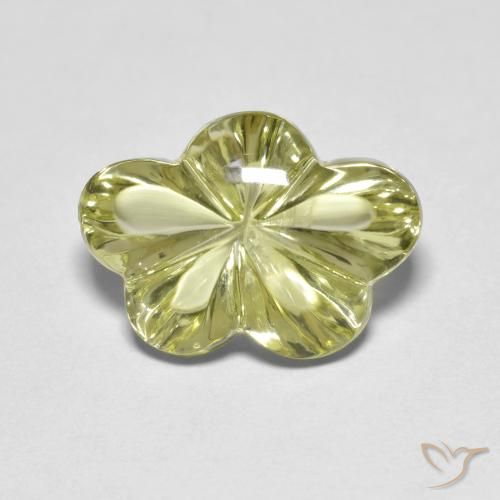 6.31ct طبيعي أصفر مخضر كوارتز, قص وردة, شفاف