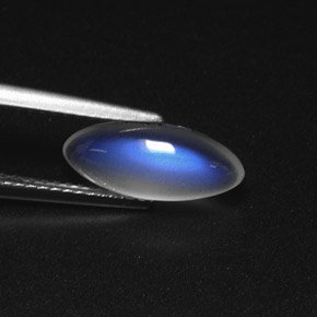 قوس قزح حجر القمر أبيض أزرق طبيعي، شفاف، 1.72 قيراط، شفاف / نصف شفاف