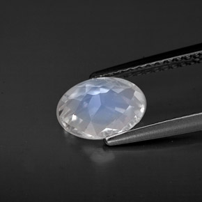 قوس قزح حجر القمر أبيض أزرق طبيعي، قصة بيضاوى، 1.13 قيراط، قليلا جدا