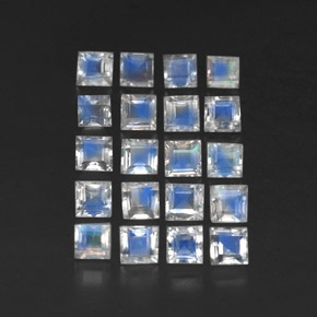 حجر القمر قوس قزح طبيعي بلون أزرق أبيض، وزن ‎‎ قيراط، شكل شفاف، مقاس ‎3.1x3.1‎ مم