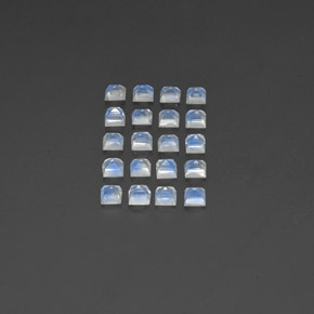حجر القمر قوس قزح طبيعي بلون أزرق أبيض، وزن ‎‎ قيراط، شكل شفاف، مقاس ‎2.9x2.9‎ مم