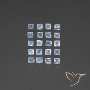 2.86ctw طبيعي أبيض مزرق قوس قزح حجر القمر, مربع, شفاف / نصف شفاف
