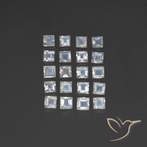 2.87ctw طبيعي أبيض مزرق قوس قزح حجر القمر, مربع, شفاف