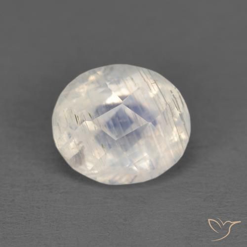 1.25ct طبيعي أبيض مزرق قوس قزح حجر القمر, بيضوي, شفاف