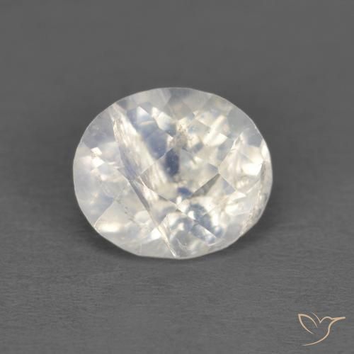 1.09ct طبيعي أبيض مزرق قوس قزح حجر القمر, بيضوي, شفاف