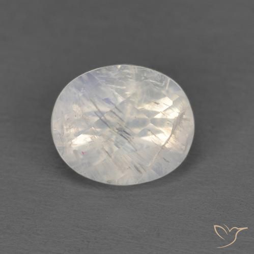 1.04ct طبيعي أبيض مزرق قوس قزح حجر القمر, بيضوي, شفاف