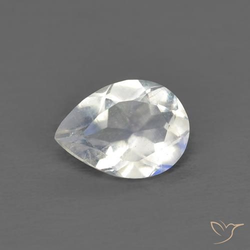 0.64ct طبيعي أبيض مزرق قوس قزح حجر القمر, شكل الكمثرى, شفاف