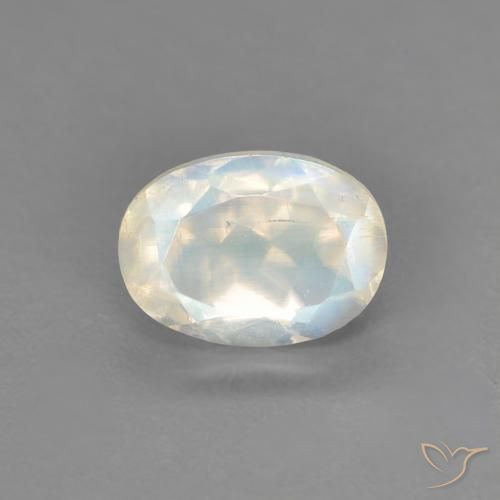 0.94ct طبيعي أبيض مزرق قوس قزح حجر القمر, بيضوي, شفاف