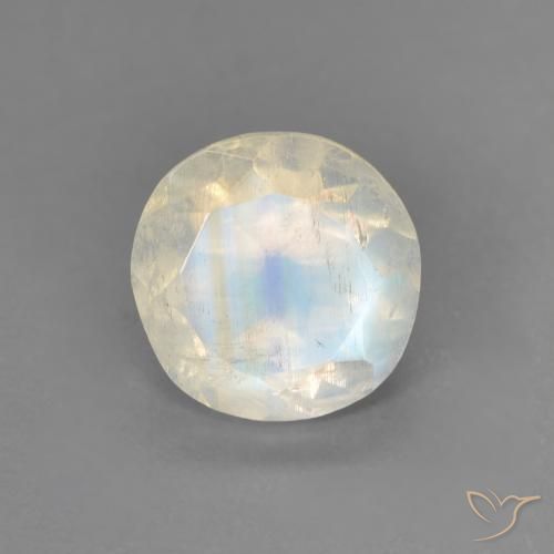 1.29ct طبيعي أبيض مزرق قوس قزح حجر القمر, دائري, شفاف