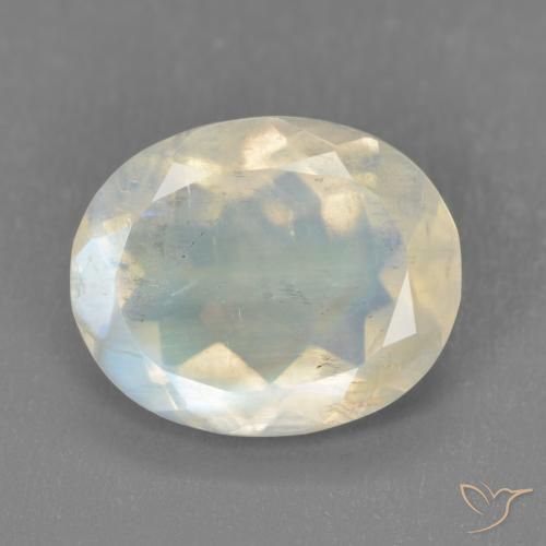 3.11ct طبيعي أبيض مزرق قوس قزح حجر القمر, بيضوي, شفاف