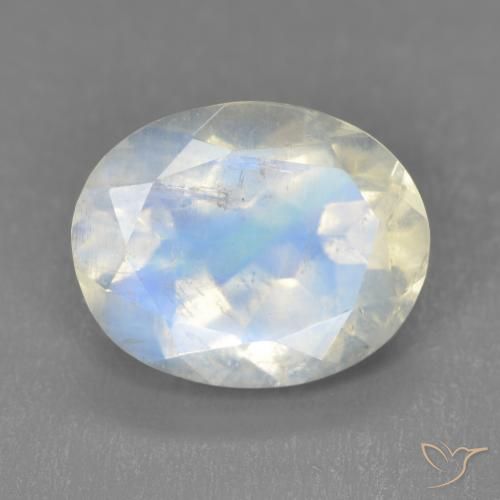 3.32ct طبيعي أبيض مزرق قوس قزح حجر القمر, بيضوي, شفاف