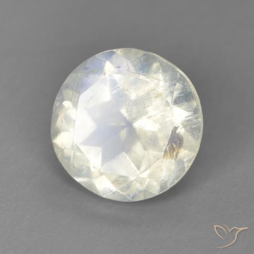 2.55ct طبيعي أبيض مزرق قوس قزح حجر القمر, دائري, شفاف