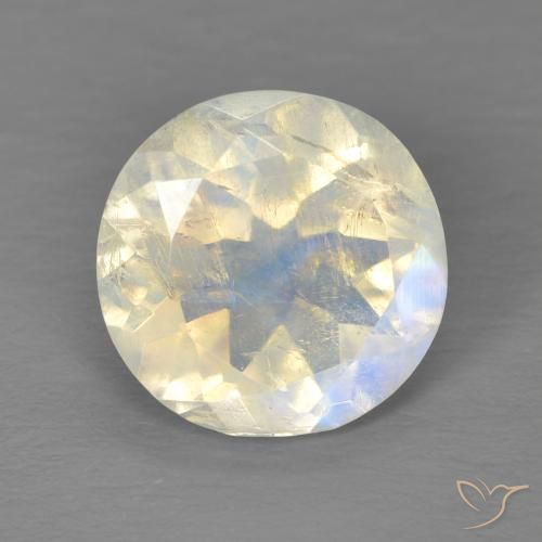 2.90ct طبيعي أبيض مزرق قوس قزح حجر القمر, دائري, شفاف