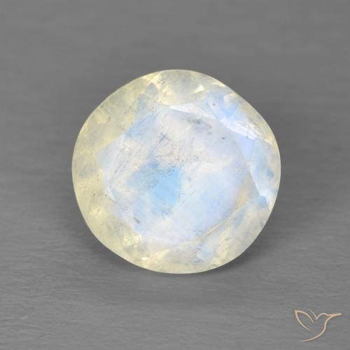 2.03ct طبيعي أبيض مزرق قوس قزح حجر القمر, دائري, شفاف