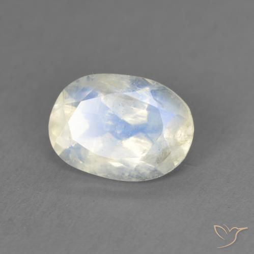 1.22ct طبيعي أبيض مزرق قوس قزح حجر القمر, بيضوي, شفاف