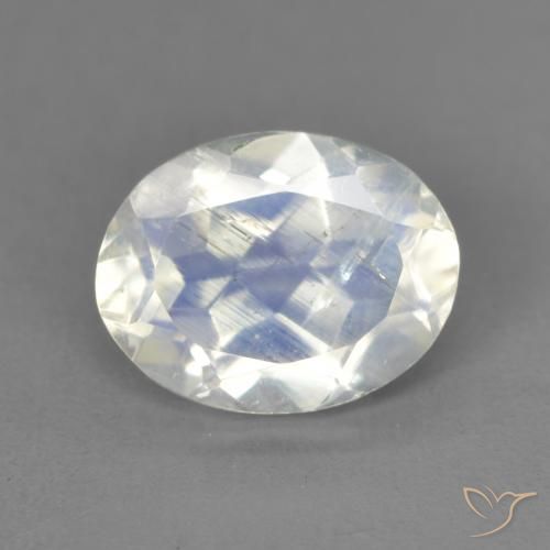 1.84ct طبيعي أبيض مزرق قوس قزح حجر القمر, بيضوي, شفاف
