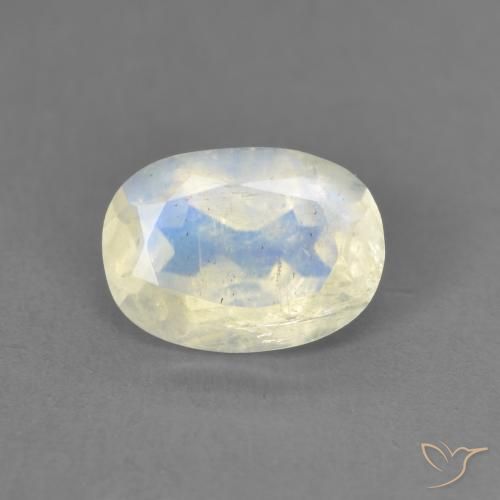 1.25ct طبيعي أبيض مزرق قوس قزح حجر القمر, بيضوي, شفاف