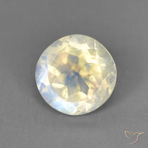 1.41ct طبيعي أبيض مزرق قوس قزح حجر القمر, دائري, شفاف