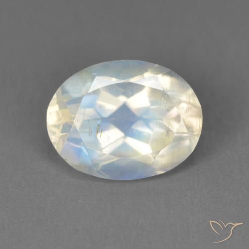 2.05ct طبيعي أبيض مزرق قوس قزح حجر القمر, بيضوي, شفاف