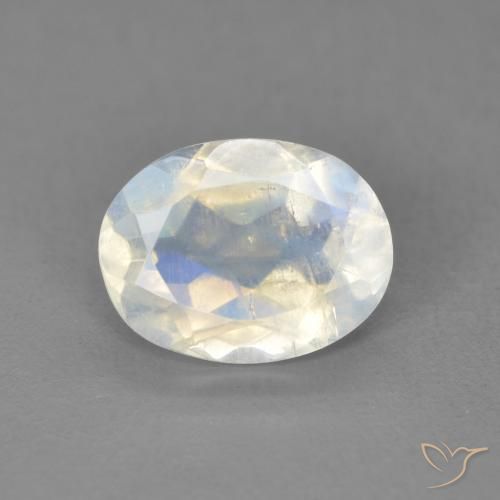 1.60ct طبيعي أبيض مزرق قوس قزح حجر القمر, بيضوي, شفاف