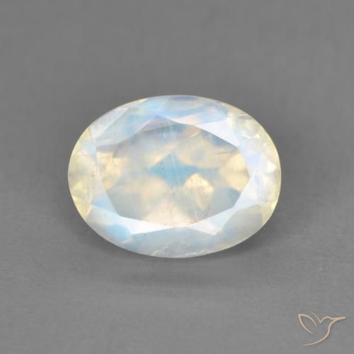 2.00ct طبيعي أبيض مزرق قوس قزح حجر القمر, بيضوي, شفاف