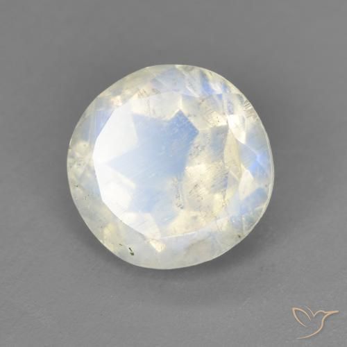 2.38ct طبيعي أبيض مزرق قوس قزح حجر القمر, دائري, شفاف