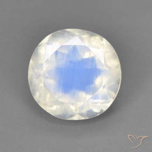 2.54ct طبيعي أبيض مزرق قوس قزح حجر القمر, بيضوي, شفاف