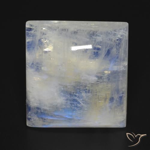 42.13ct طبيعي أبيض مزرق قوس قزح حجر القمر, مربع, شفاف
