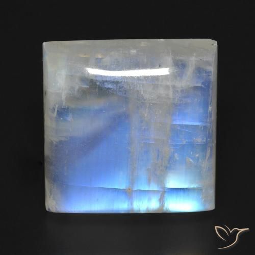 23.18ct طبيعي أبيض مزرق قوس قزح حجر القمر, مربع, شفاف