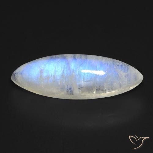 8.52ct طبيعي أبيض مزرق قوس قزح حجر القمر, ماركيز, شفاف
