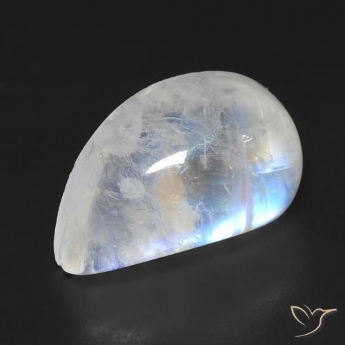 9.35ct طبيعي أبيض مزرق قوس قزح حجر القمر, فانسى, شفاف