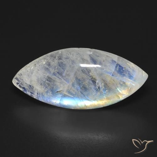 9.25ct طبيعي أبيض مزرق قوس قزح حجر القمر, ماركيز, شفاف