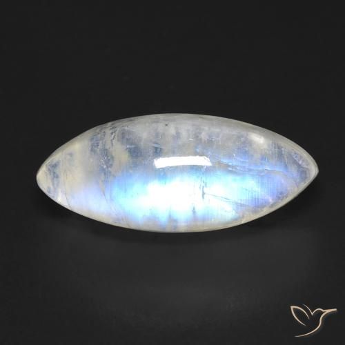 5.97ct طبيعي أبيض مزرق قوس قزح حجر القمر, ماركيز, شفاف