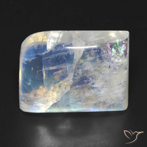 16.19ct طبيعي أبيض مزرق قوس قزح حجر القمر, فانسى, شفاف