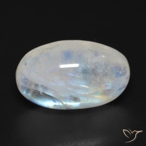 8.92ct طبيعي أبيض مزرق قوس قزح حجر القمر, بيضوي, شفاف