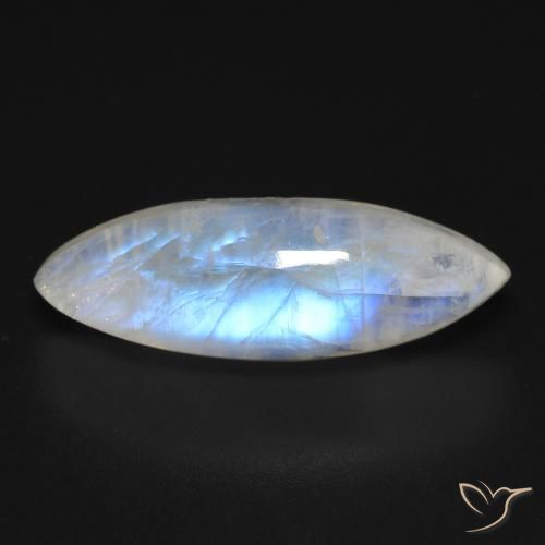 8.12ct طبيعي أبيض مزرق قوس قزح حجر القمر, ماركيز, شفاف