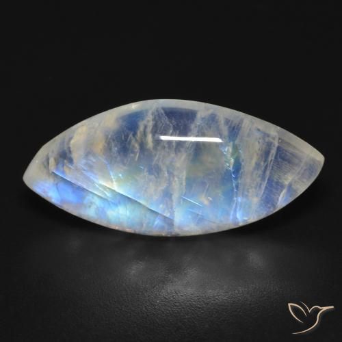 8.85ct طبيعي أبيض مزرق قوس قزح حجر القمر, ماركيز, شفاف