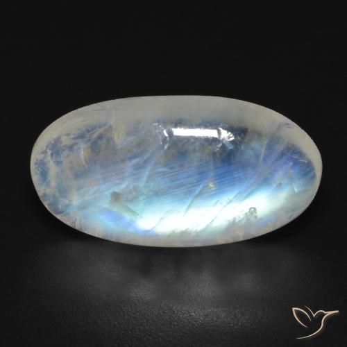 7.73ct طبيعي أبيض مزرق قوس قزح حجر القمر, بيضوي, شفاف