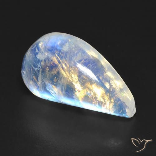 8.58ct طبيعي أبيض مزرق قوس قزح حجر القمر, فانسى, شفاف
