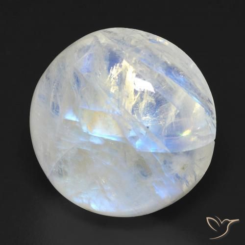 19.04ct طبيعي أبيض مزرق قوس قزح حجر القمر, دائري, شفاف