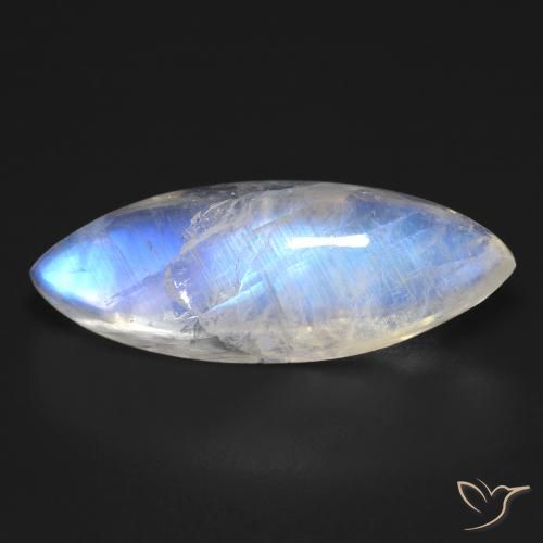 18.53ct طبيعي أبيض مزرق قوس قزح حجر القمر, ماركيز, شفاف