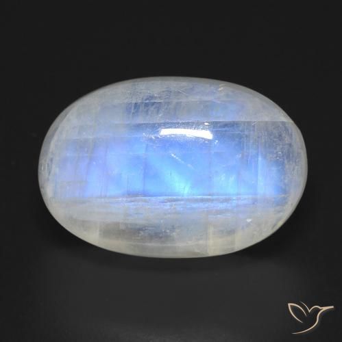 14.30ct طبيعي أبيض مزرق قوس قزح حجر القمر, بيضوي, شفاف