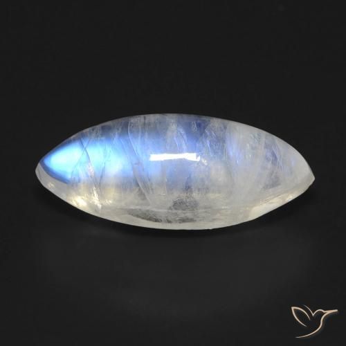 5.72ct طبيعي أبيض مزرق قوس قزح حجر القمر, ماركيز, شفاف