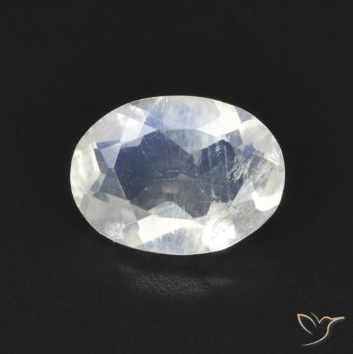 1.09ct طبيعي أبيض مزرق قوس قزح حجر القمر, بيضوي, شفاف